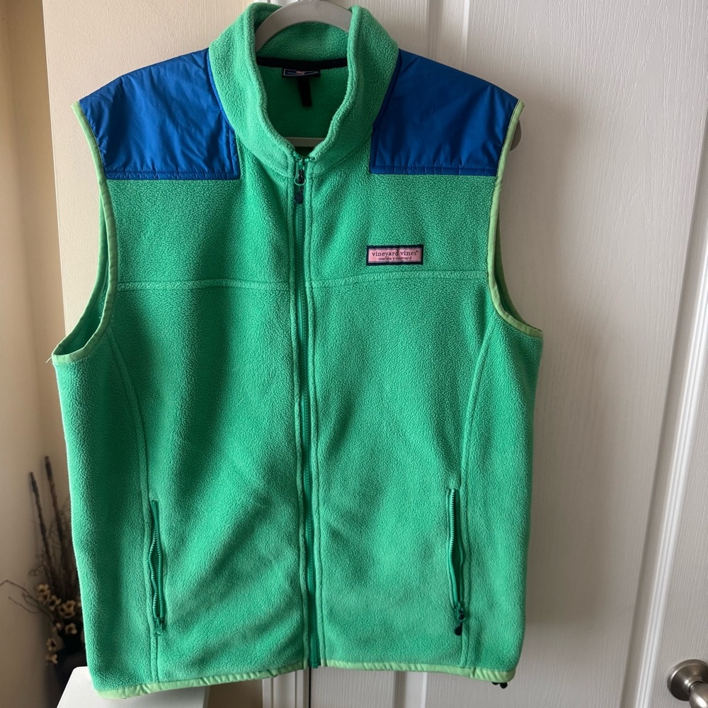 Vineyard Vines Fleece Vest Mens Large Teal and Blue